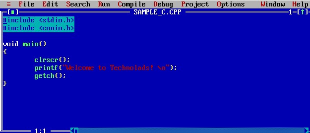 Copy paste code in turbo c++